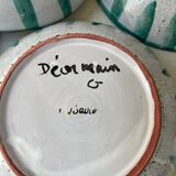 Decorative deep plate signed Vallauris – Handmade – Fish motif or