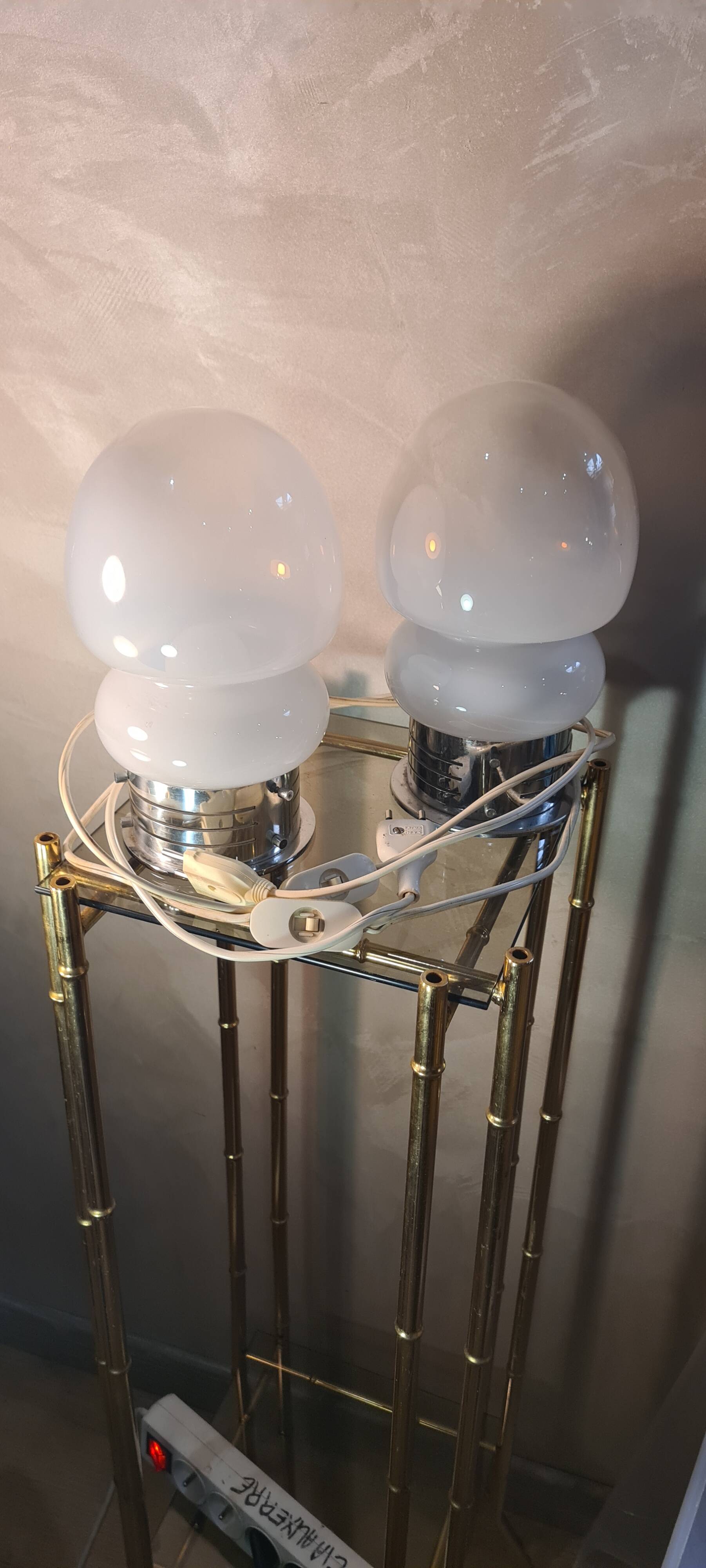 Pair of vintage space age lamps in murano glass 26x14 1960 to 70