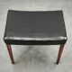 1960s Danish Modern Wood and Black Leather Stool