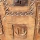 wedding chest in solid fruit wood carved with 2 Menorahs and Hebrew symbol from the 18th century or even before.