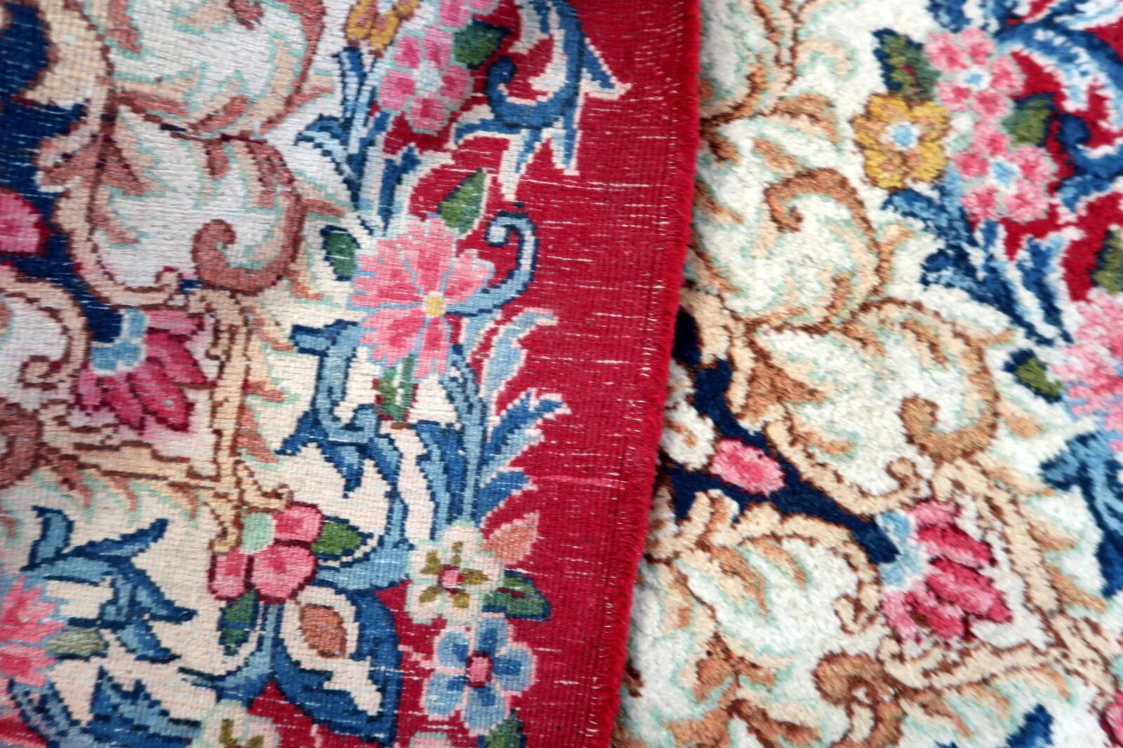 Antique 1920s Persian Kerman rug, floral medallion, red field, 267cm x 364cm