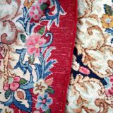 Antique 1920s Persian Kerman rug, floral medallion, red field, 267cm x 364cm