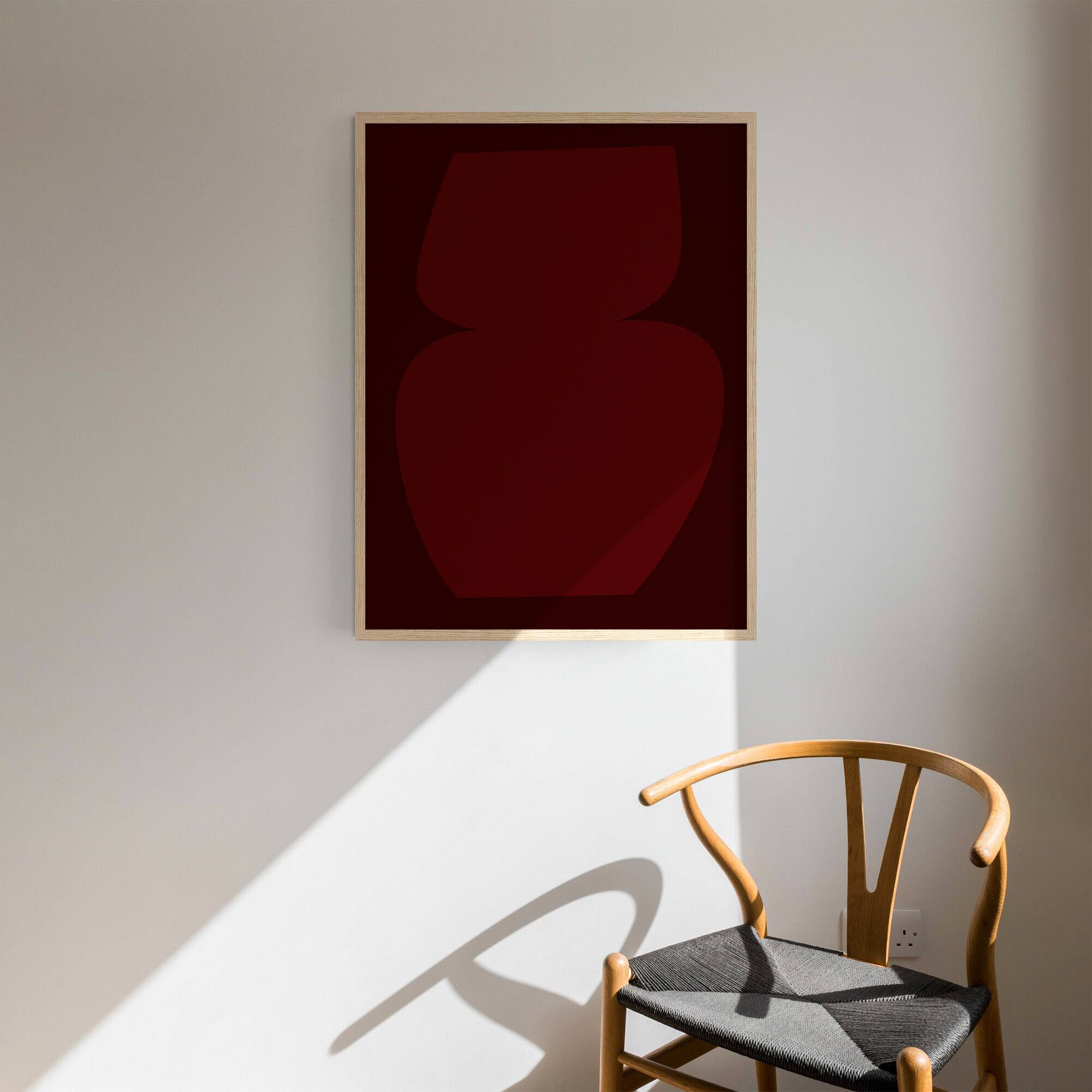 Abstract burgundy giclee print, 50x70