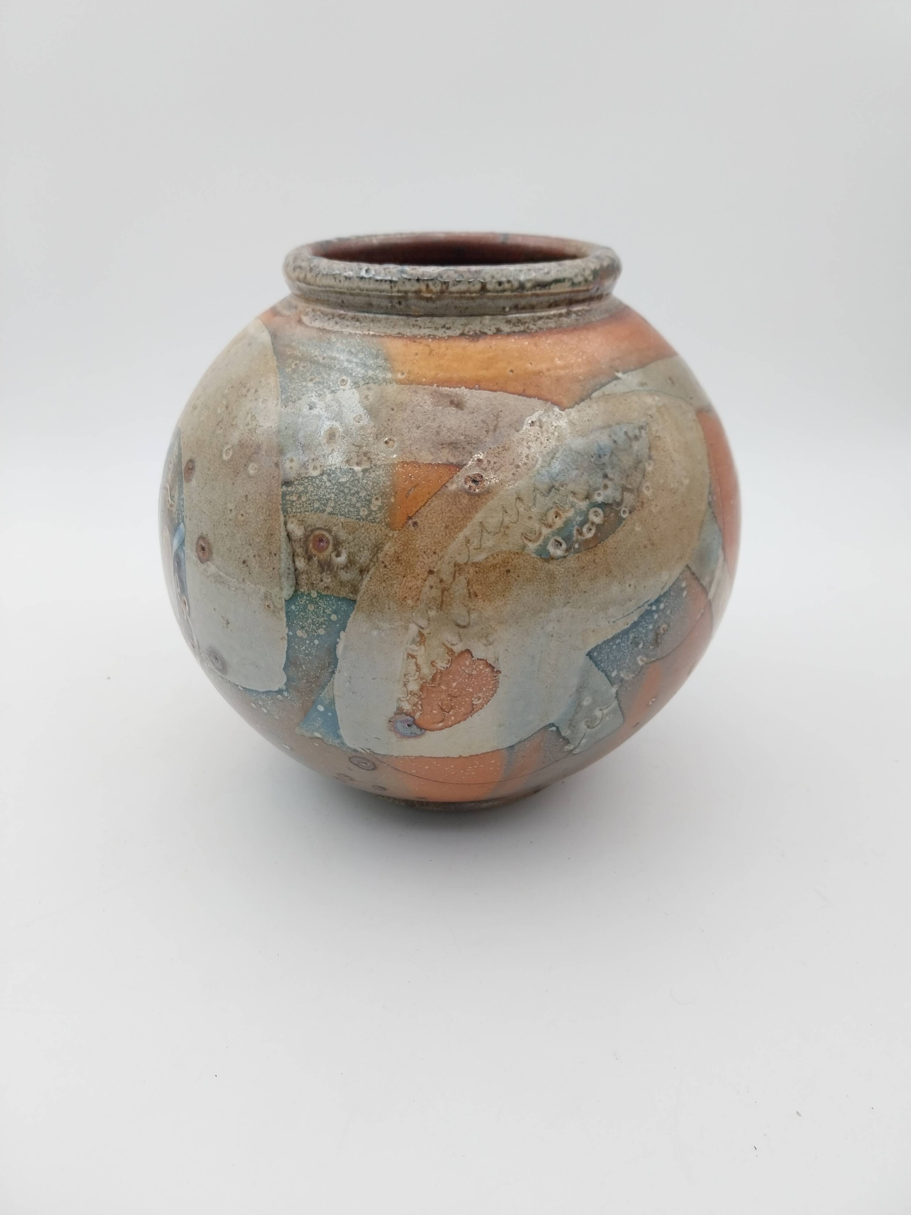 Unsigned stoneware round vase