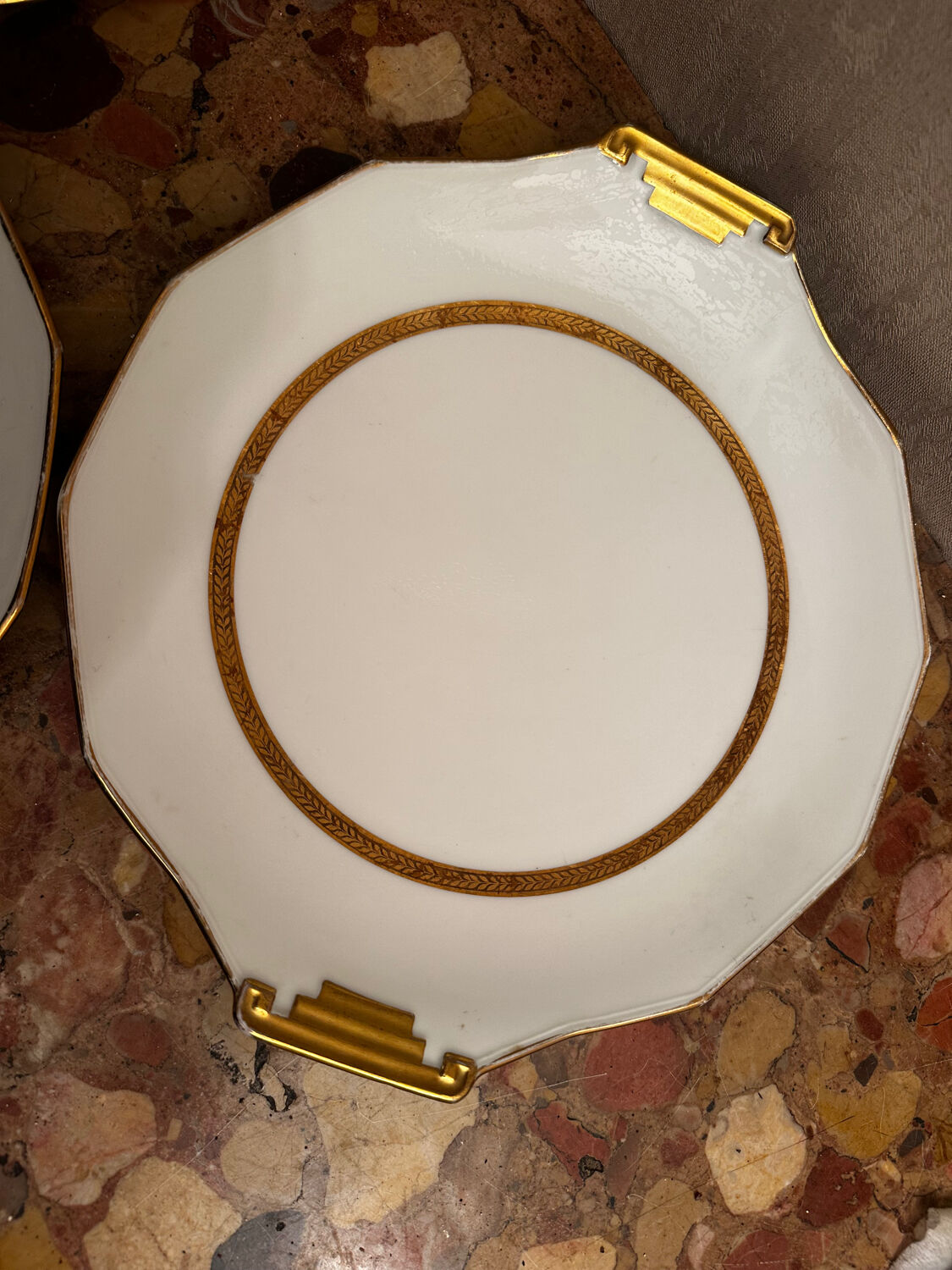 F. Legrand Limoges - Service à Dessert 2 Plat Gâteaux/Tartes + 11 assi