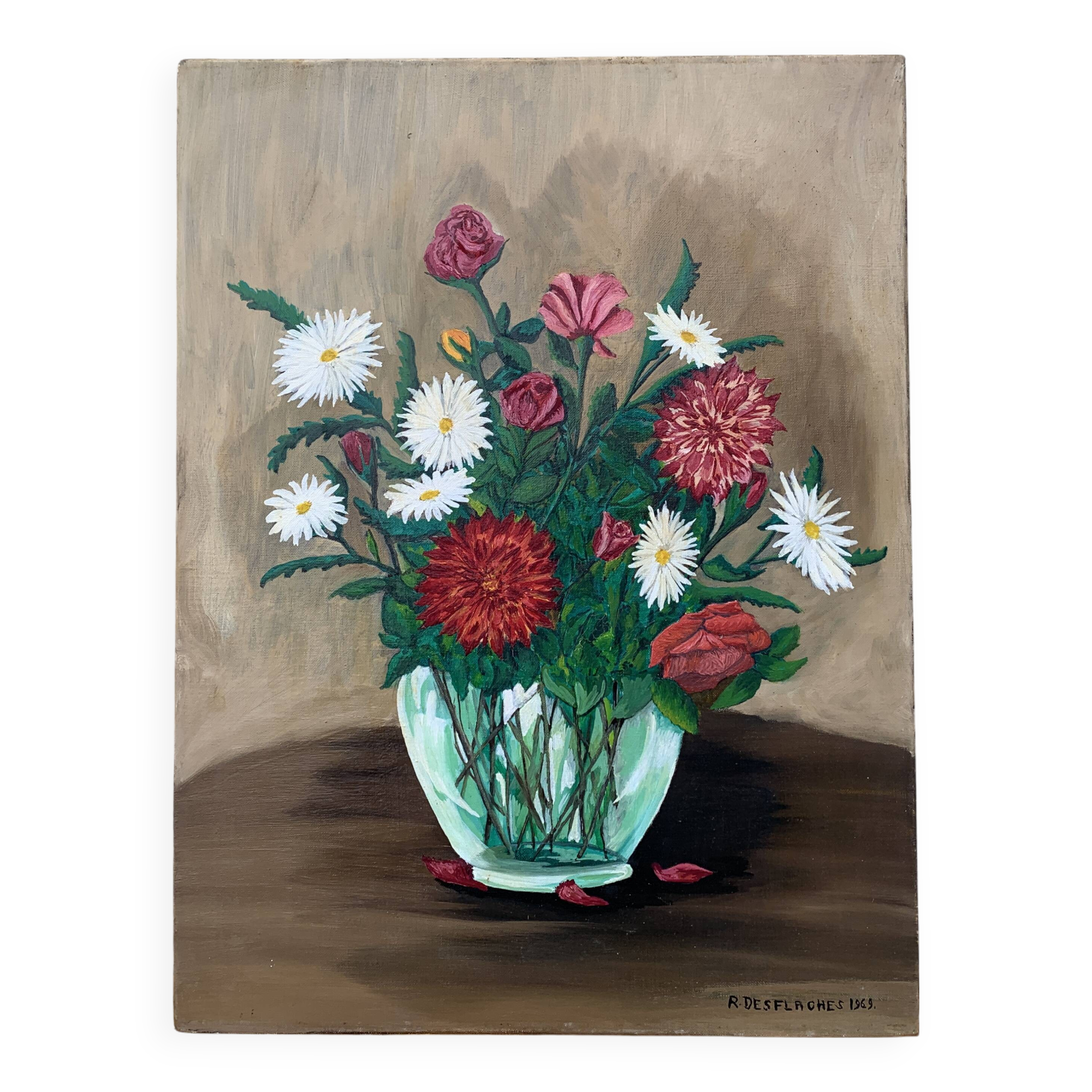 Still life floral painting XX desflaches