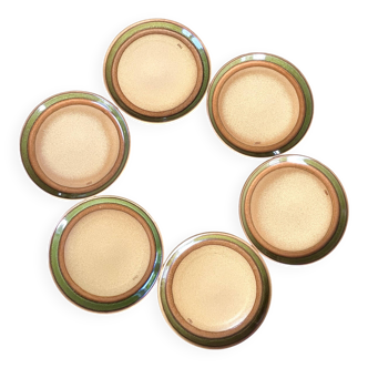 6 stoneware dessert plates 1970