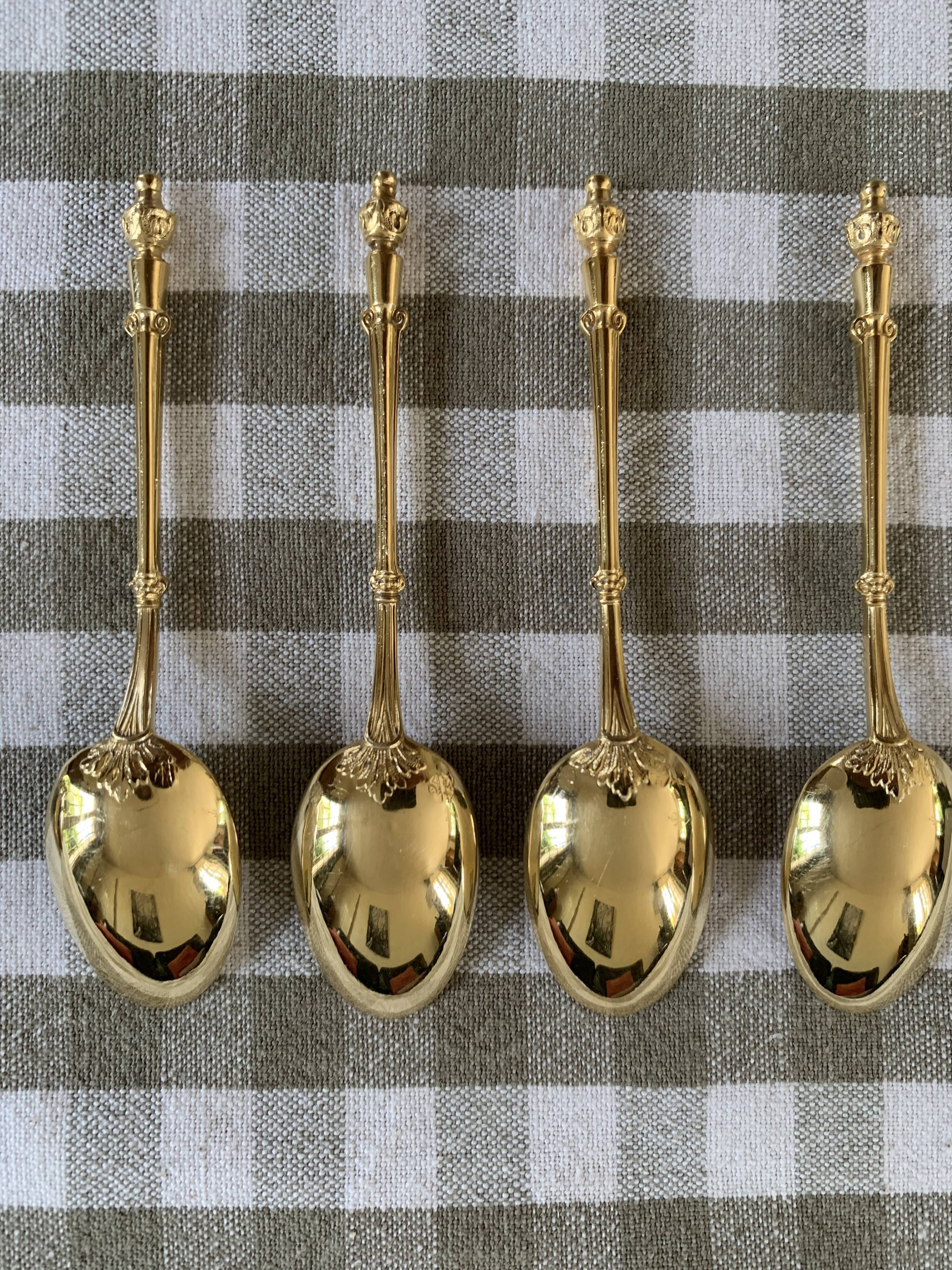 12 silver vermeil neck brace mocha spoons