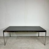 USM Haller T59 table in black laminate and chrome steel