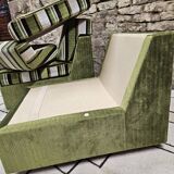 Paire de chauffeuse velour côtelée vintage 1970"