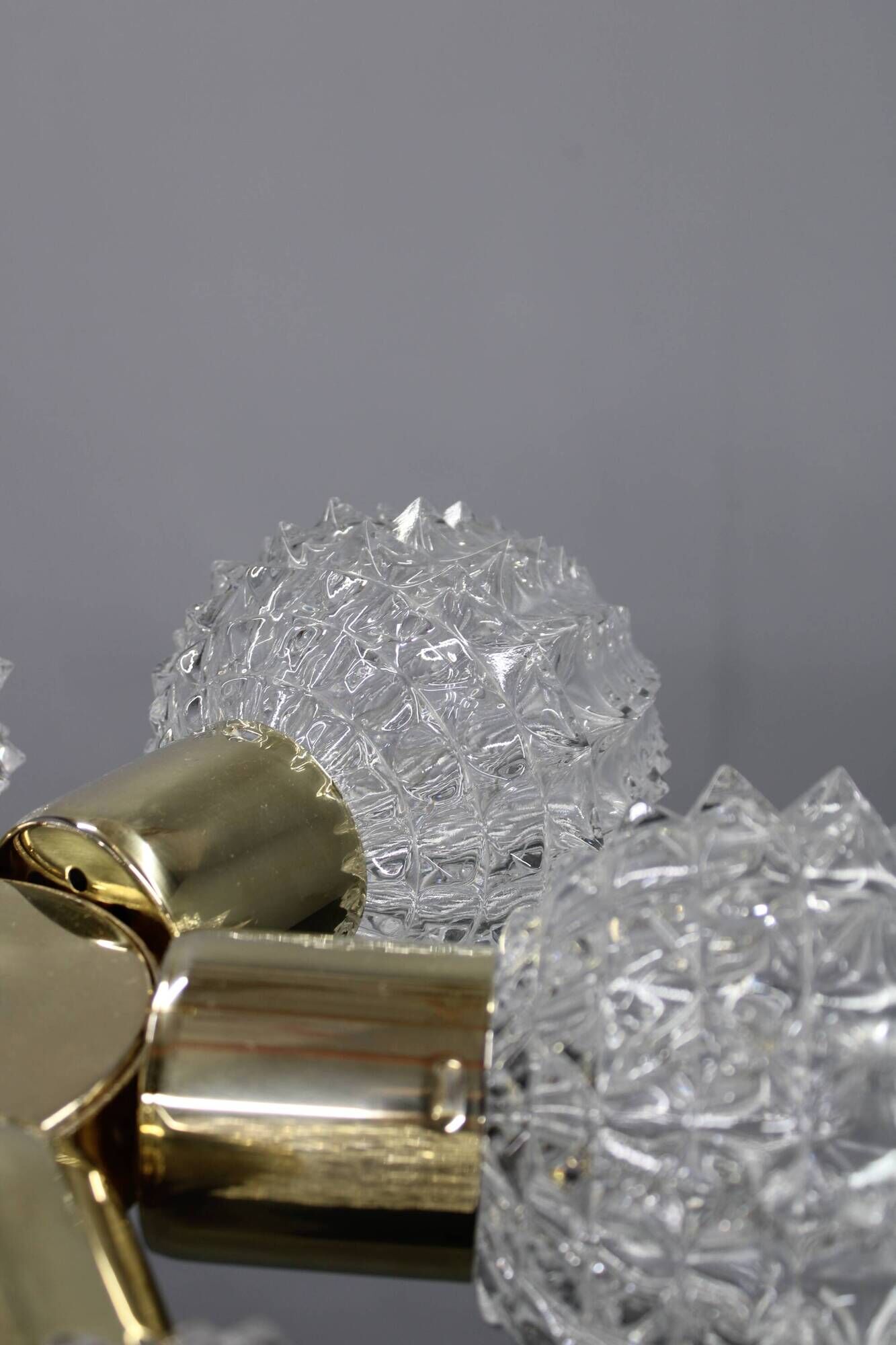 Mid-century Sputnik brass glass chandelier, 1970s Czechoslovakia