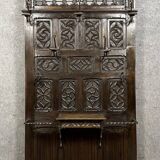 Neo-Gothic coat rack in carved oak, 19th century