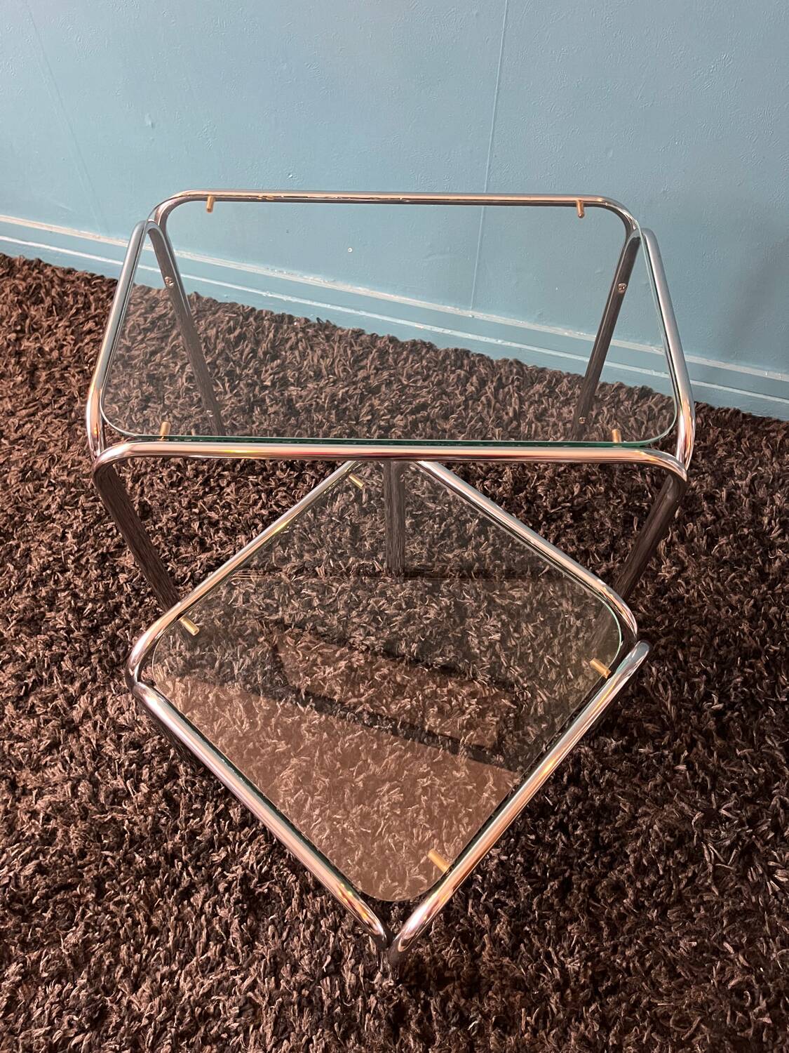 Pair of nesting tables or end of Space age sofa from the 80s