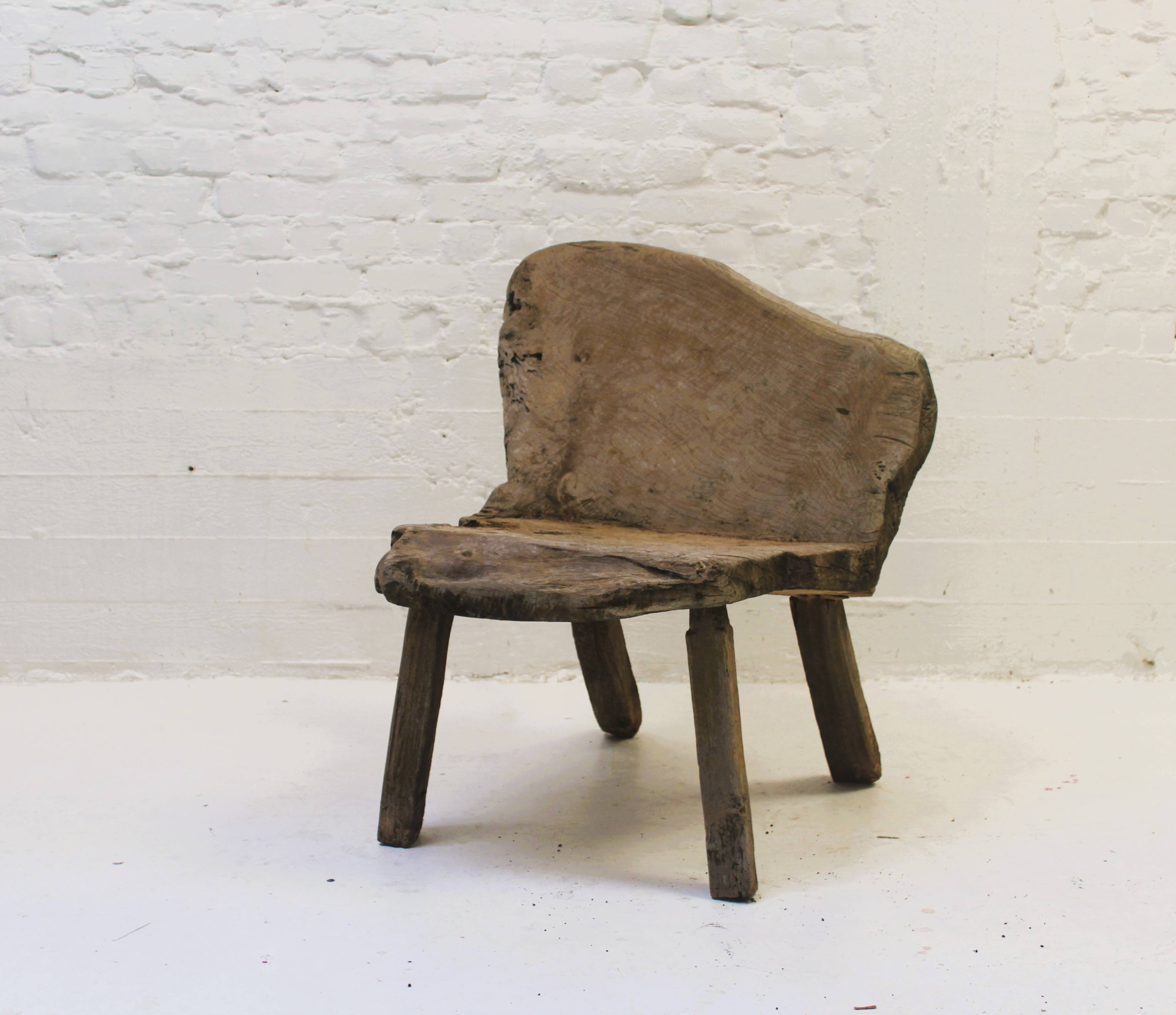 Siège Wabi Sabi robuste en bois massif, 1950