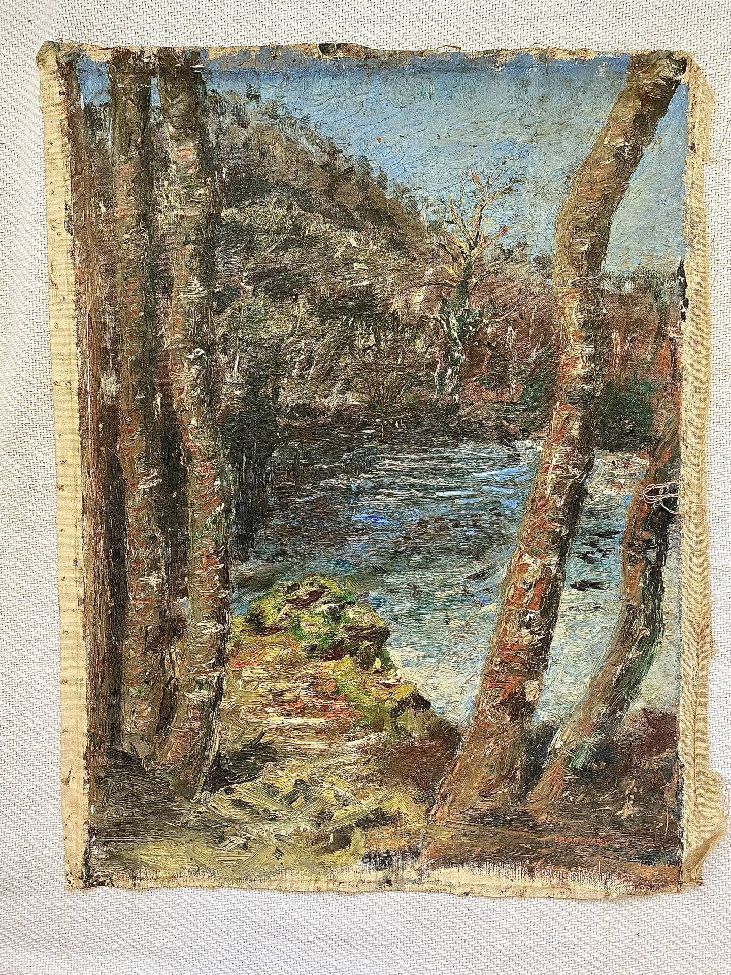 Old oil painting Franchard Forest Fontainebleau 19th century