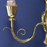 Pair of walled carved wood wall lamps