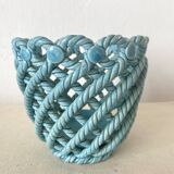1960s woven ceramic planter