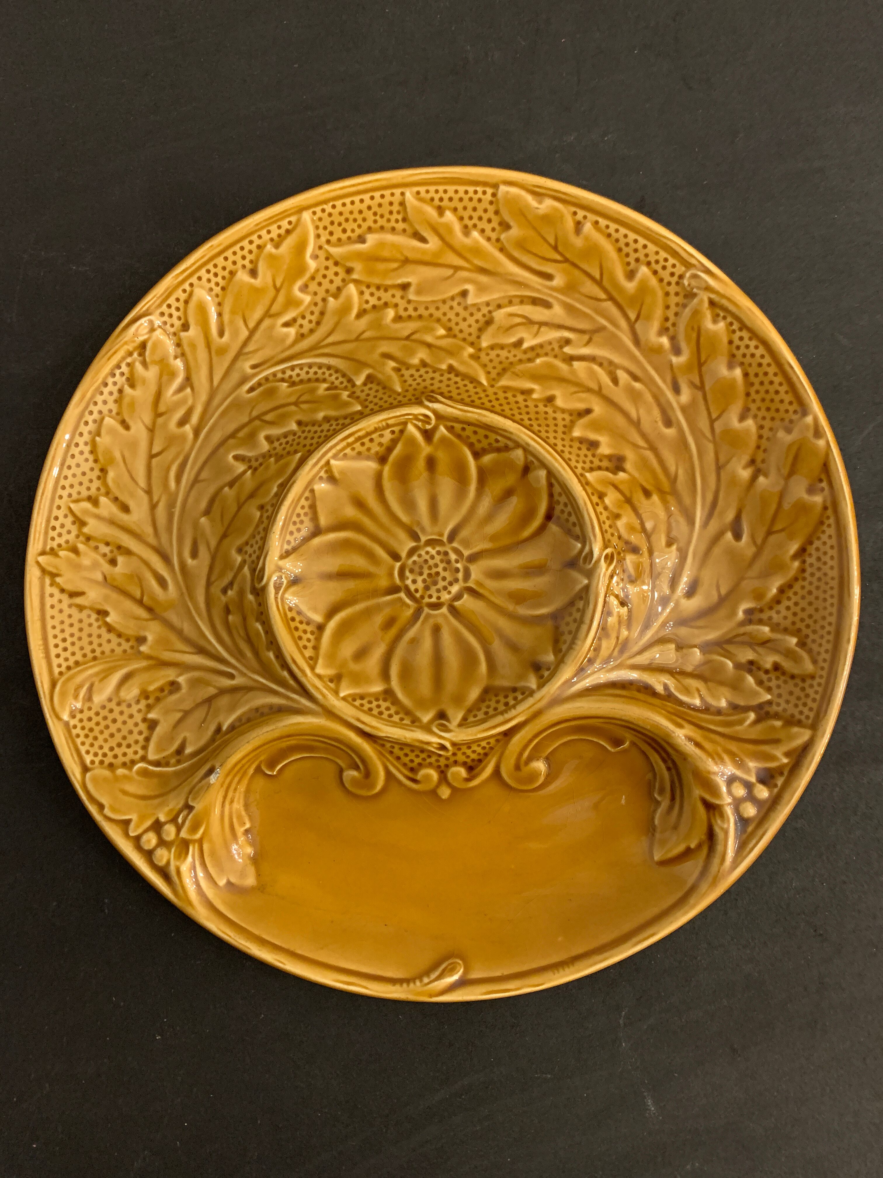 6 plates slurry for artichokes in Gien earthenware, 1960