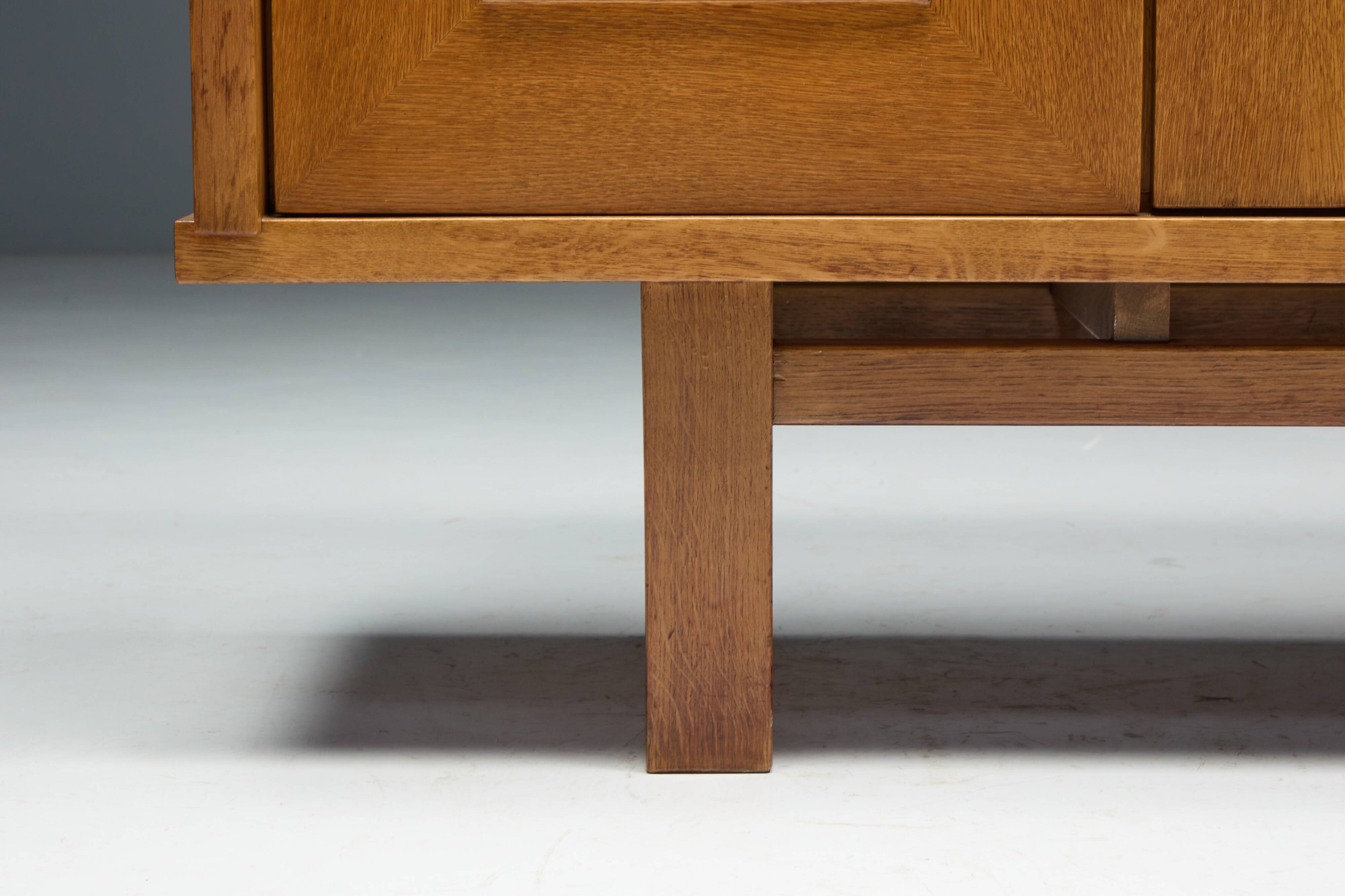 Brutalist Oak Cabinet, Belgium, 1960s