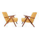 Vintage armchair moutarde yellow bouclé zig zag set of 2