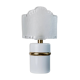 Vintage Murano glass table lamp – white, gold metal base, frosted glass shade – Italy 1980s