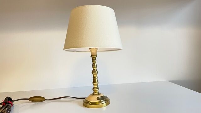 Solid brass lamp and fabric, 60s