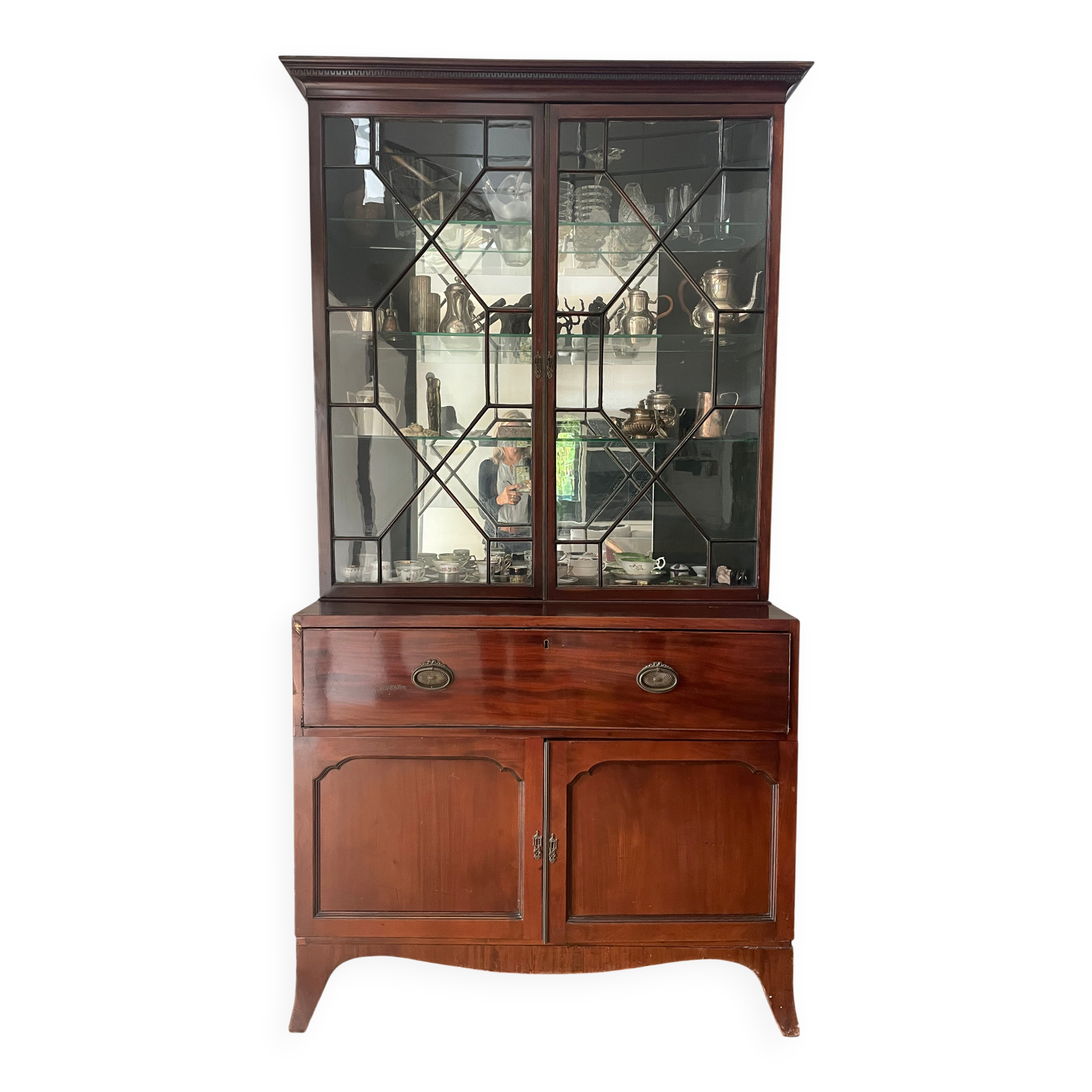 Library with English mahogany secretary.