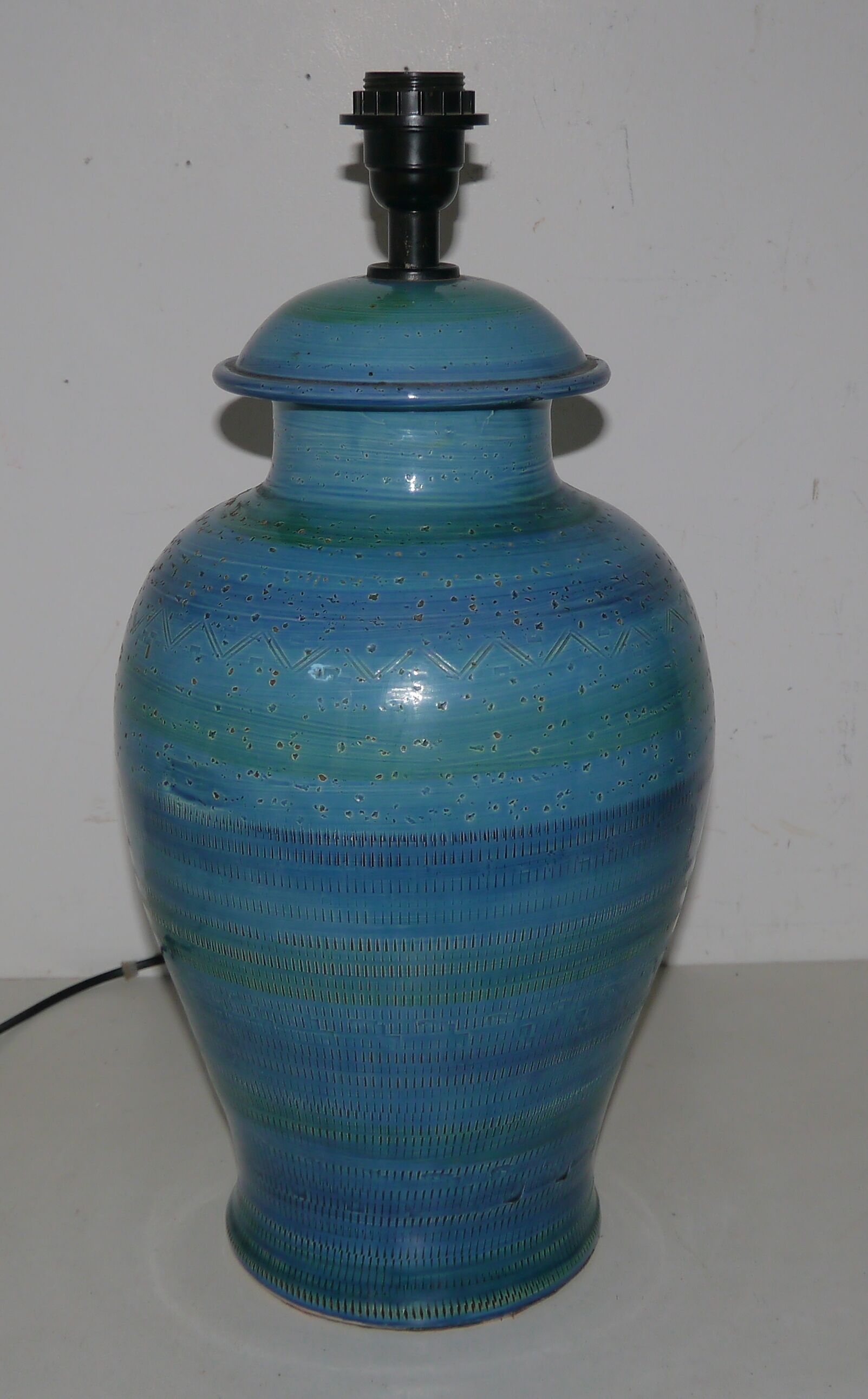 Ceramic lamp foot by Aldo Londi for Bistossi in the Rimini blue series