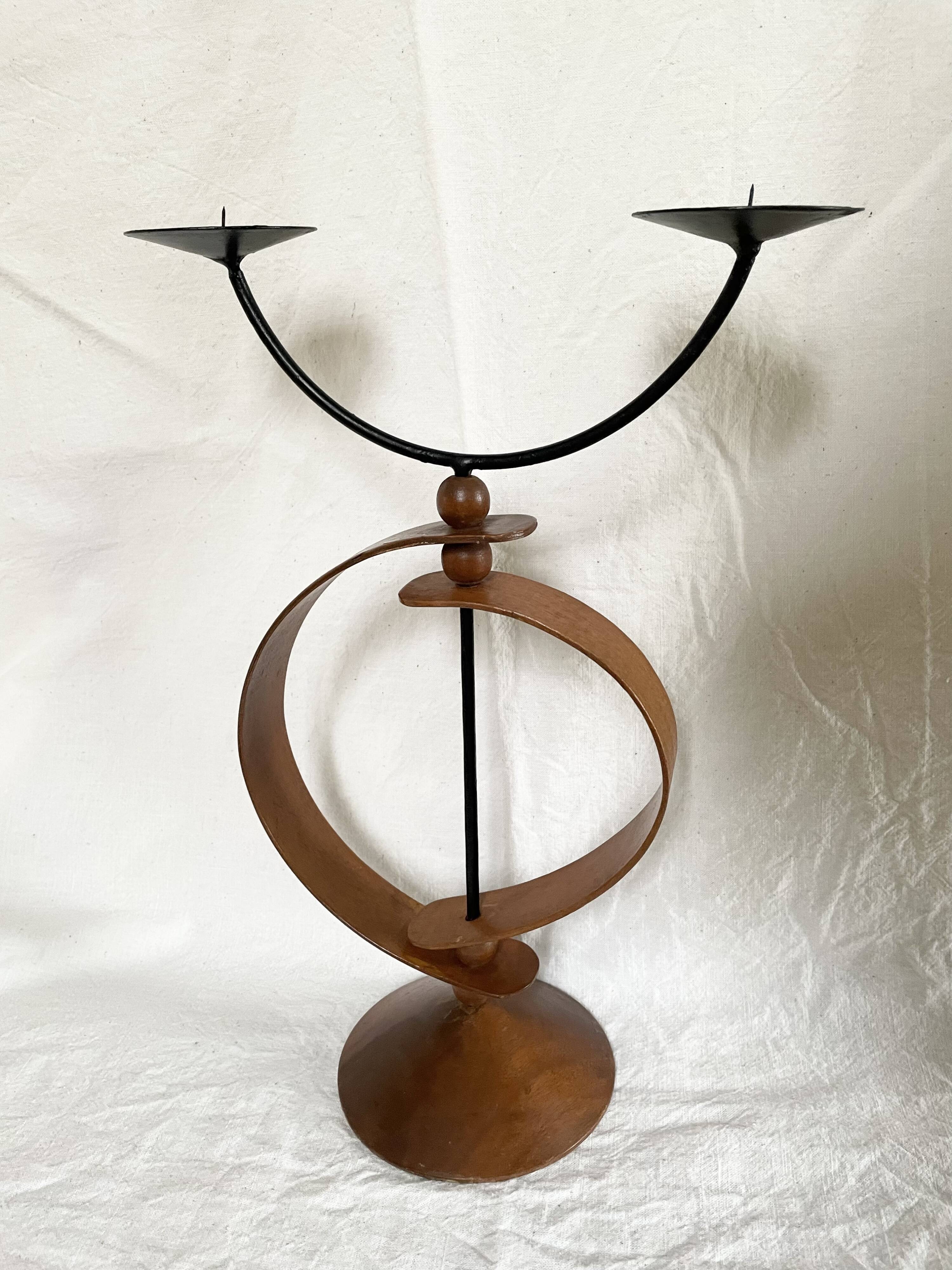 Danish teak candle holder