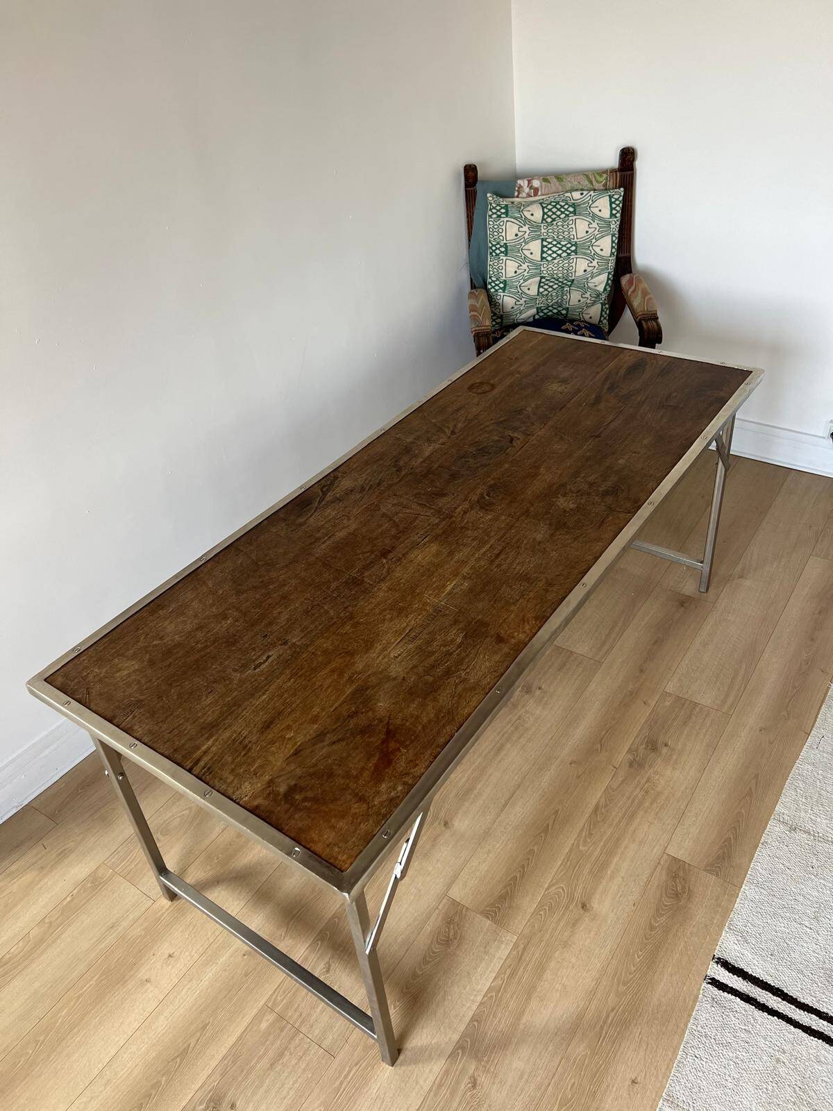 Folding industrial-style dining table