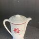 White earthenware coffee pot with red leaf decoration, art deco
