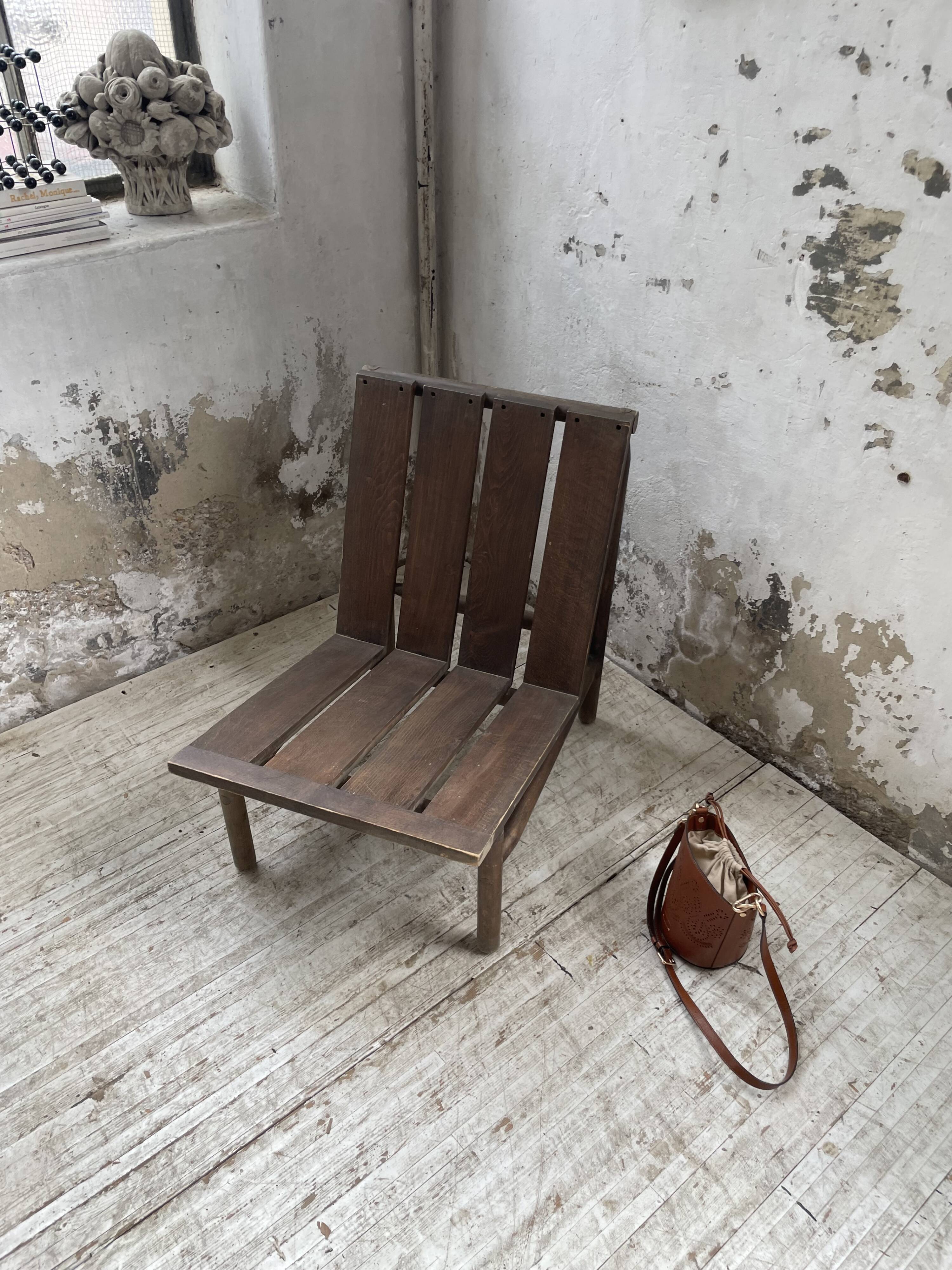 Modernist oak armchair
