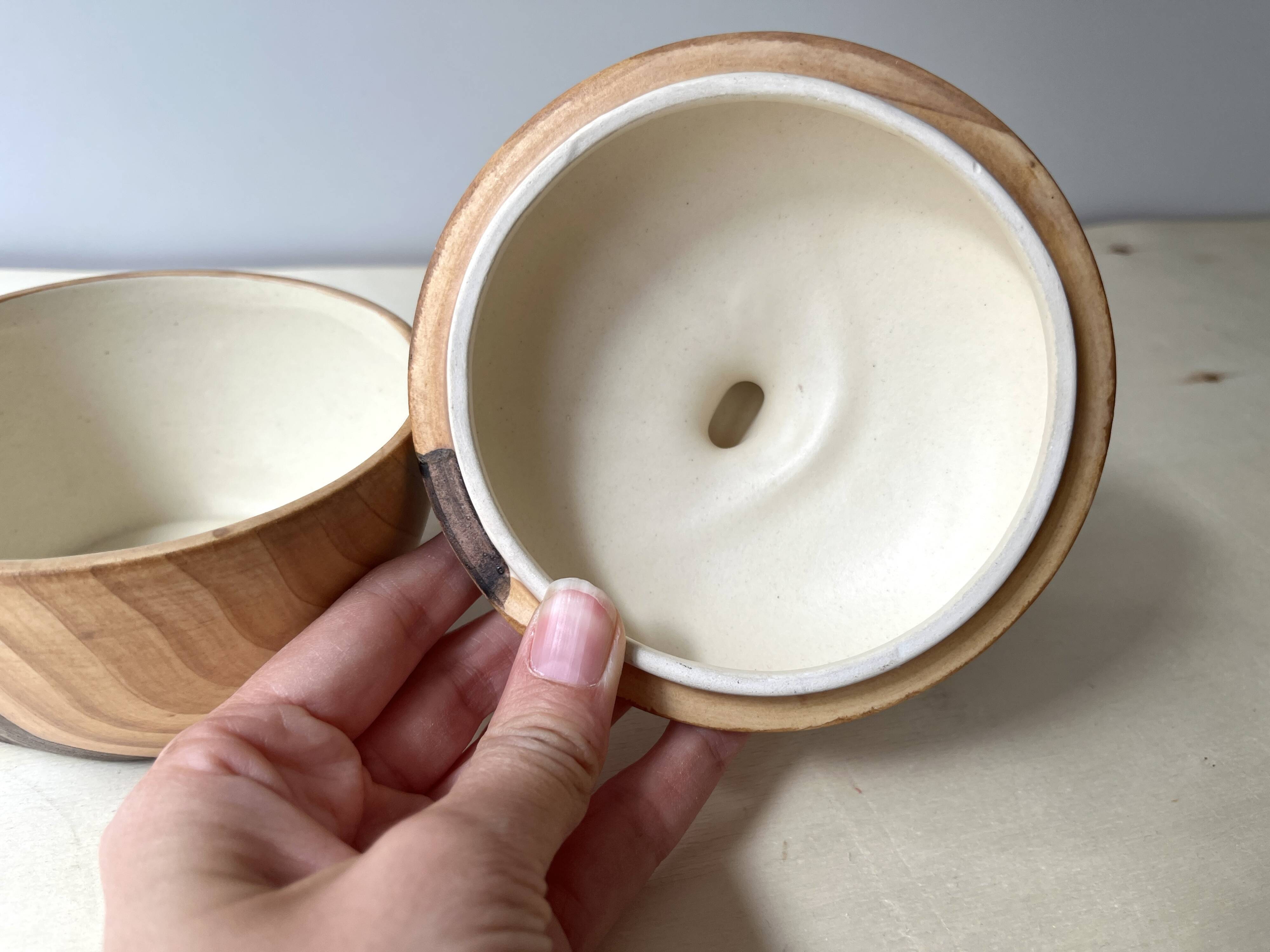 Vintage Grandjean Jourdan Vallauris faux wood coffee maker + sugar bowl