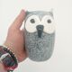 Vintage Scandinavian Glass Owl Statuette Denmark Sulphur 70s 80s
