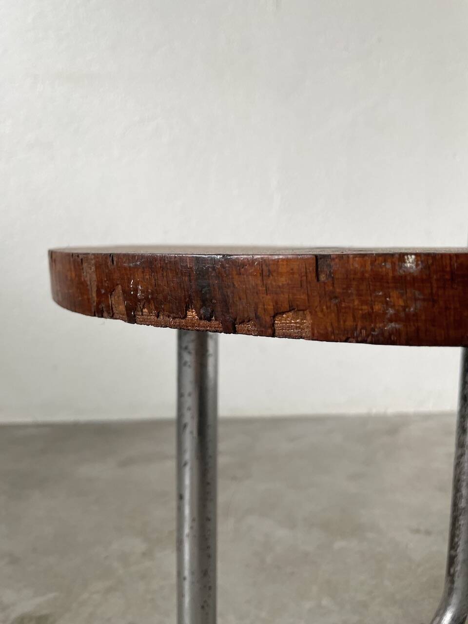 Sellette console art déco Bauhaus bois et chrome