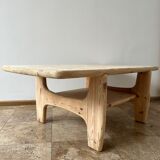 Danish mid-century free form pine coffee table