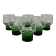 Set of 6 designer wine glasses with green feet from the 70s