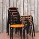 Vintage black wooden and metal stool, 1970s.