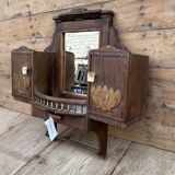 Teak barber mirror