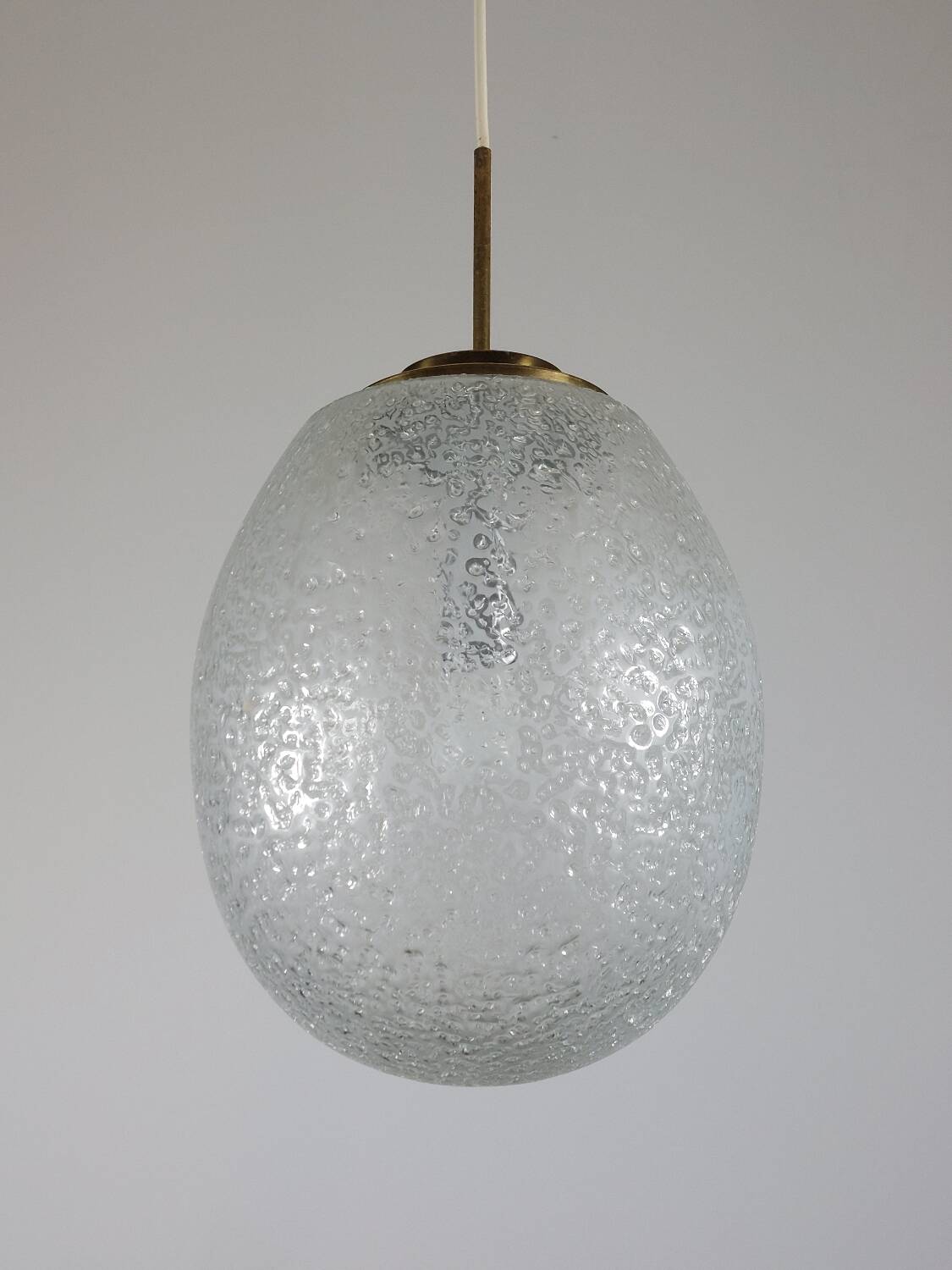 Vintage brass and frosted glass suspension, mid-century style, Doria Germany.