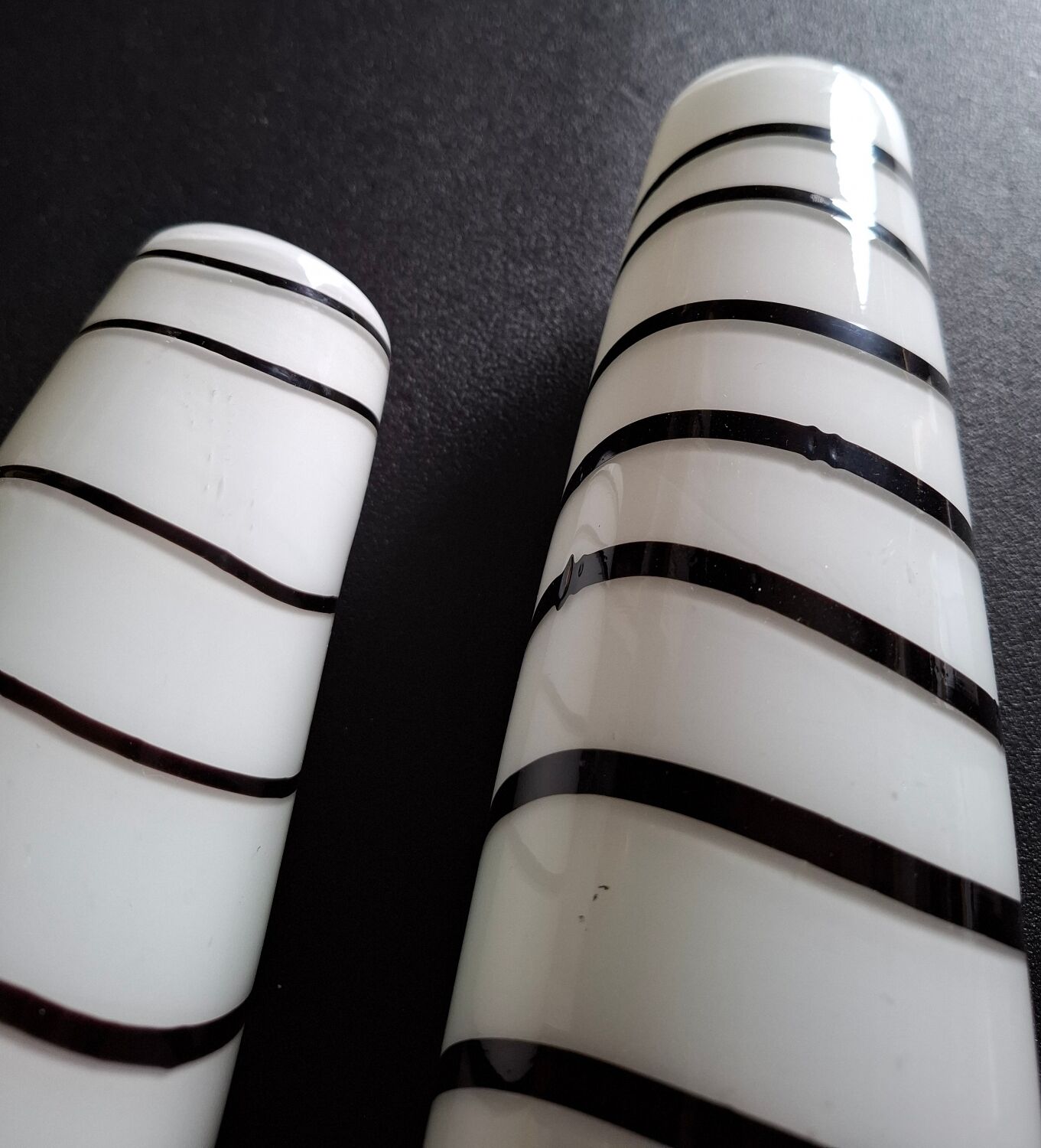 Set of 2 handcrafted opaline vases