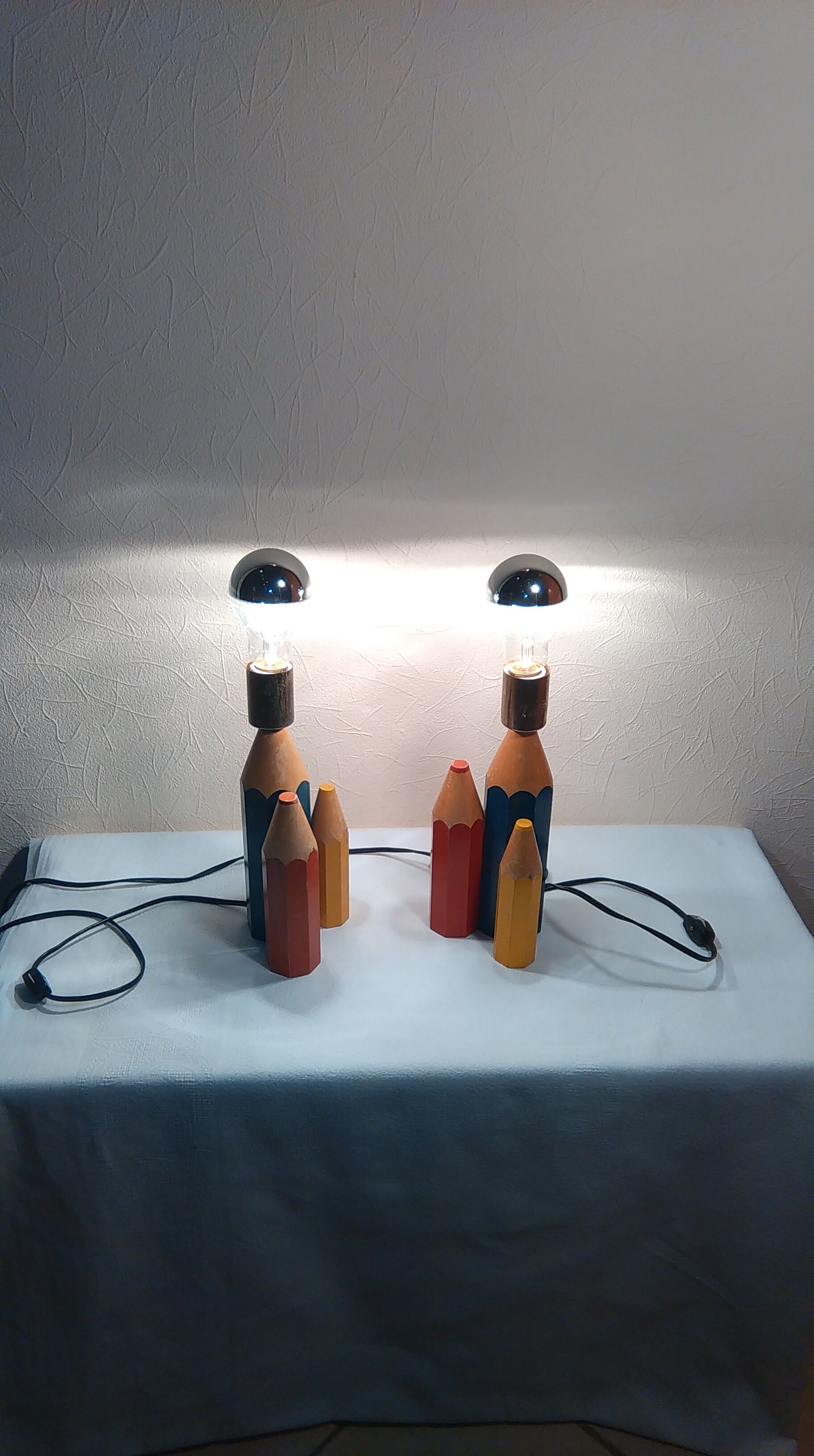 Pair of lamps pencil 70s