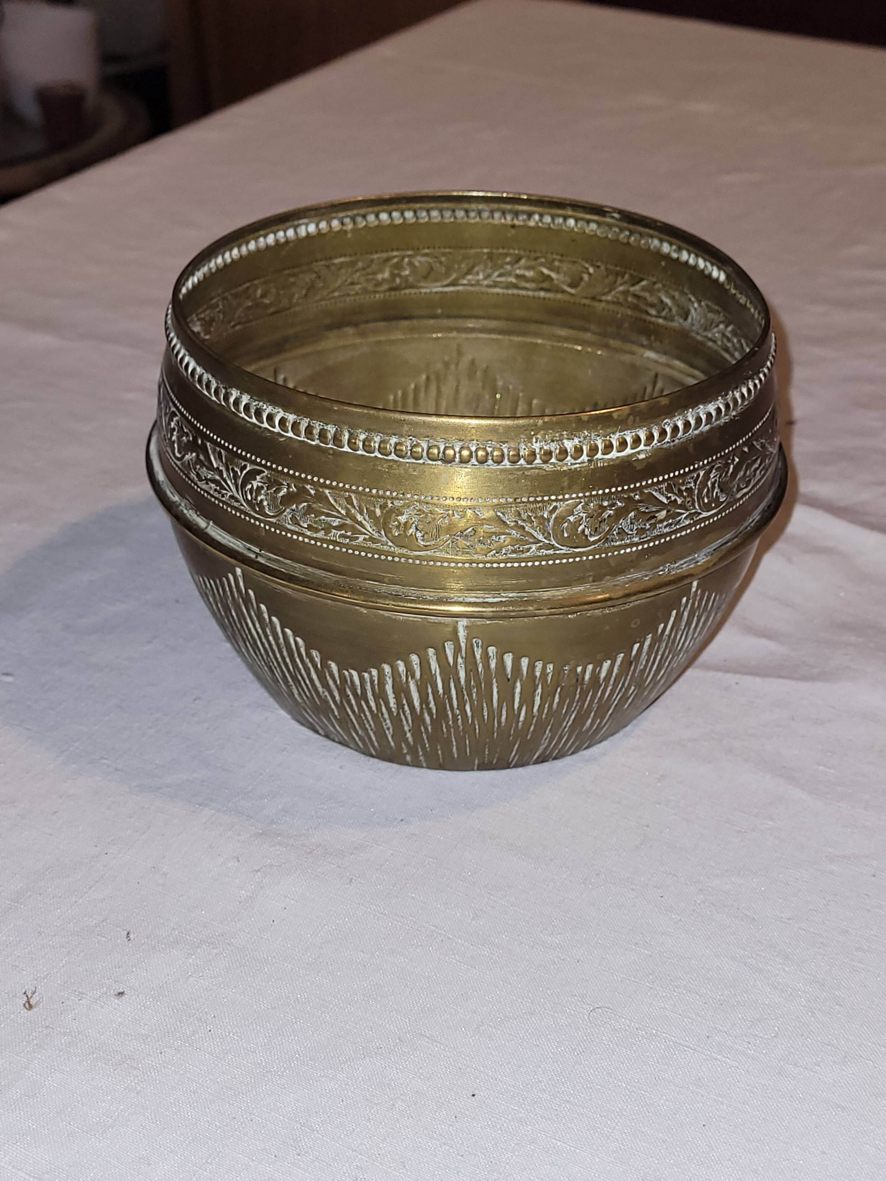 Golden brass cache pot - antique - vintage