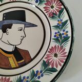 Antique HB Quimper plate – Portrait of a Breton – circa 1930