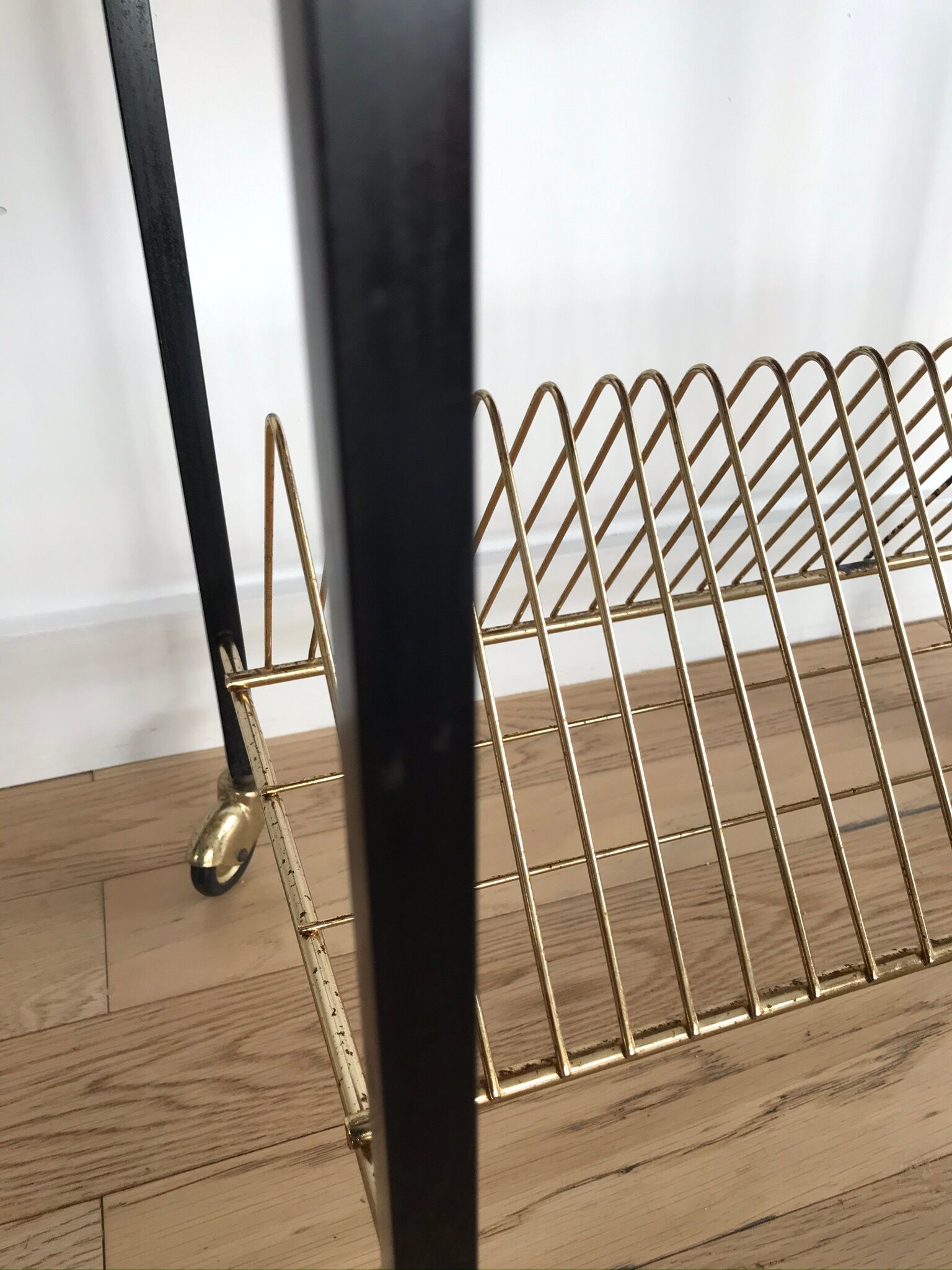 Vintage vinyl coffee table on wheels 1960