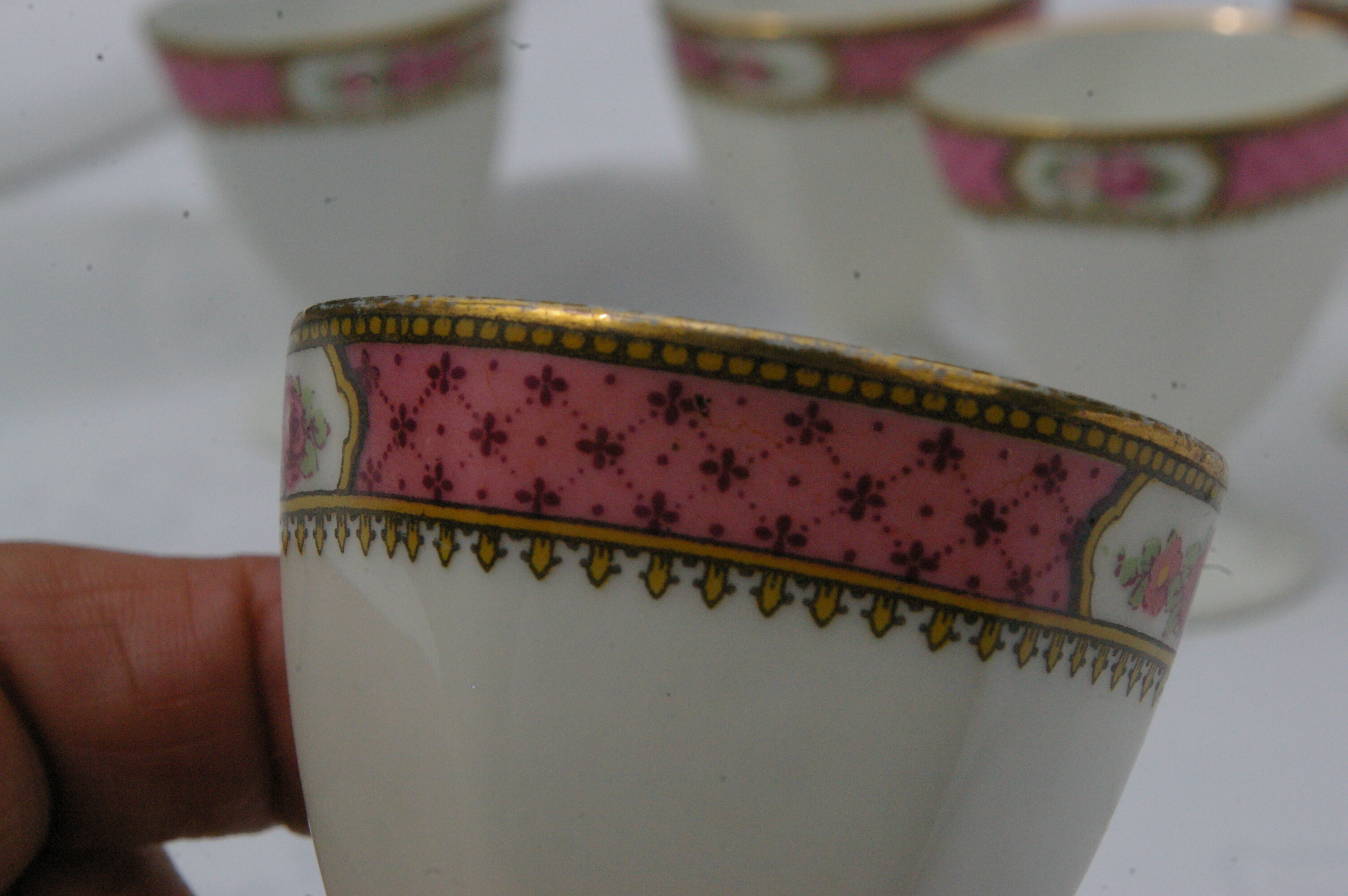 5 old limoges porcelain coquetiers