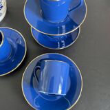 Set of 4 Guy Degrenne blue cups and saucers