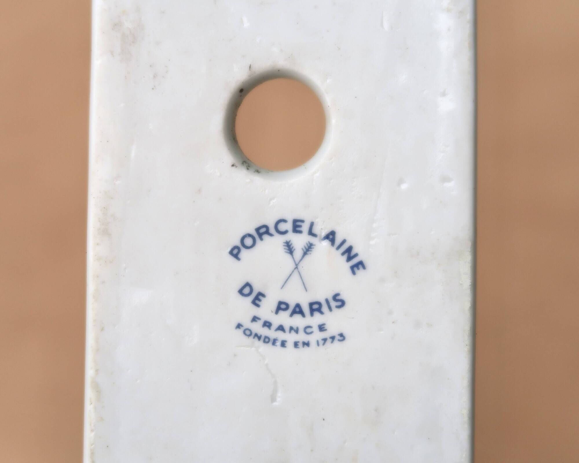 Door handle and porcelain cover from Paris, floral rose decoration, 1960s.
