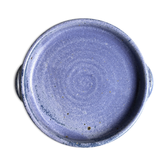 Blue dish with sandstone handles signed La Borne, 60s