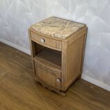 Art Deco bedside table in solid oak